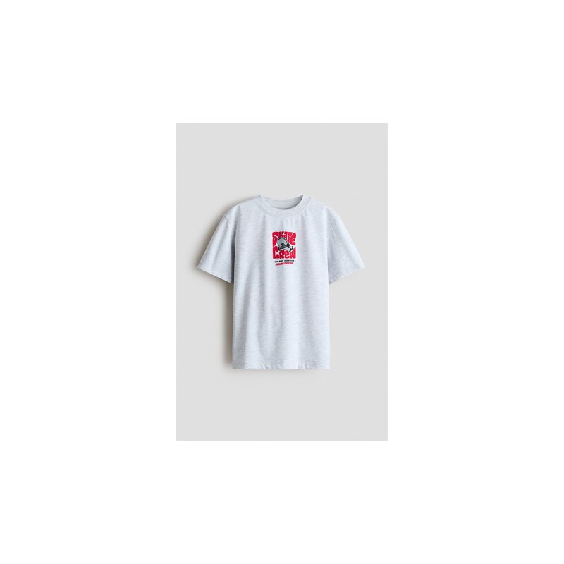 H&M - Bavlněné tričkos potiskem - Světle Šedý Melír/Skate Crew