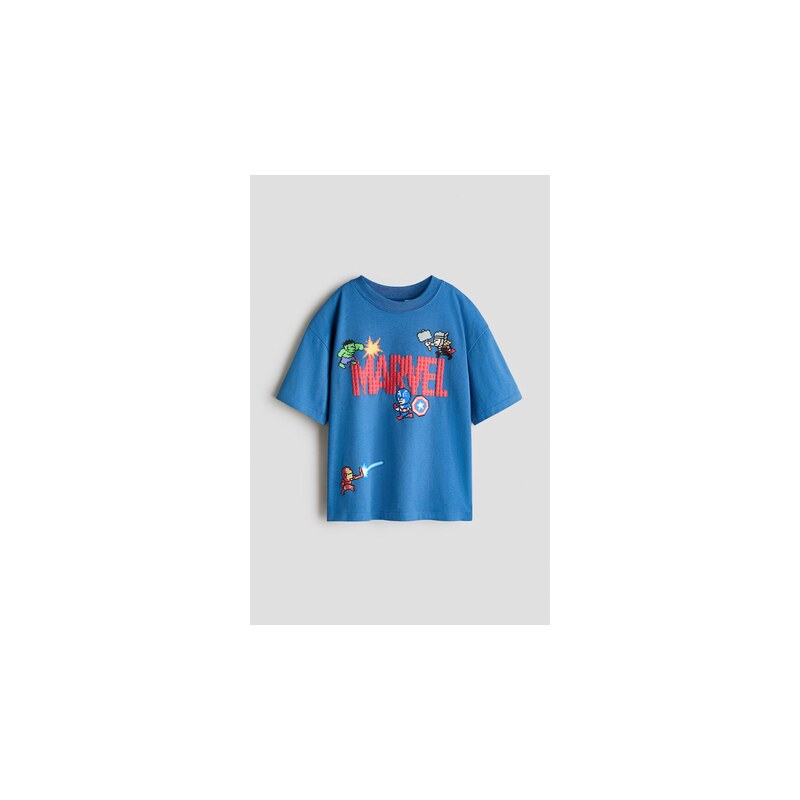 H&M - Oversized tričkos potiskem - Jasně Modrá/Marvel Comics