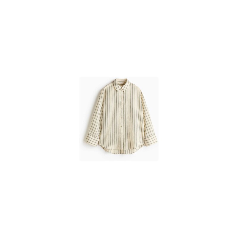 H&M - Košile ze směsi lyocellu - Krémová/Proužky