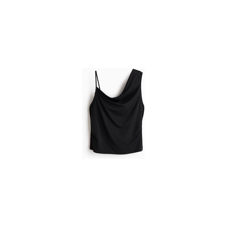 H&M - Řasený asymetrický top - Černá
