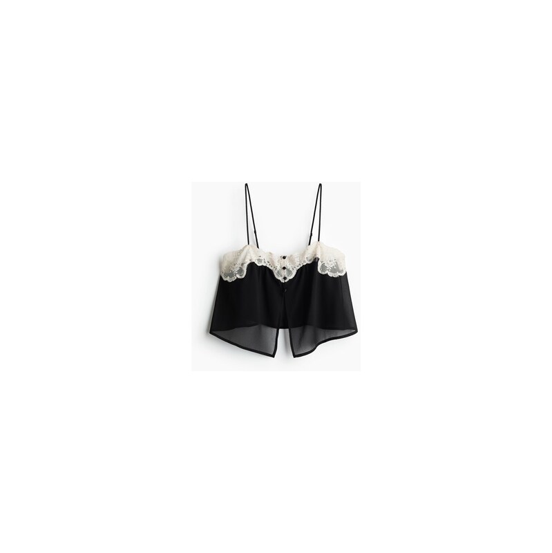 H&M - Top na ramínkas krajkou - Černá/Krémová