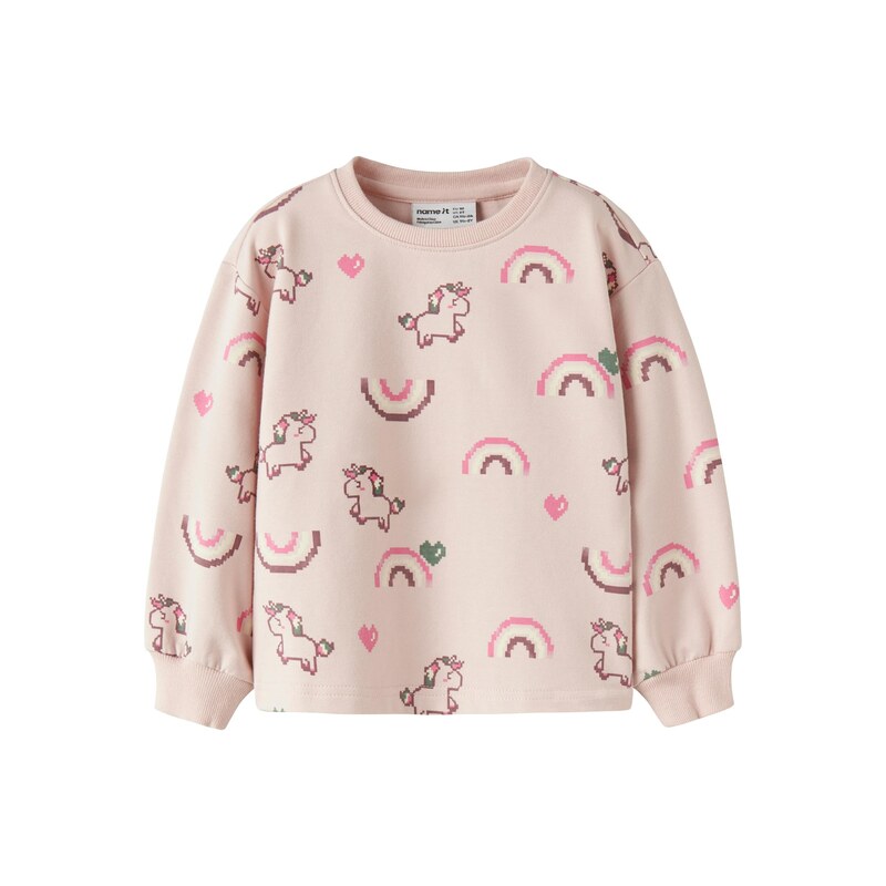 NAME IT Mikina NMFLILITH švestková / pink / pastelově růžová