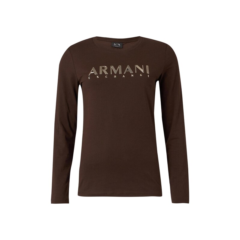 ARMANI EXCHANGE Tričko hnědá / zlatá