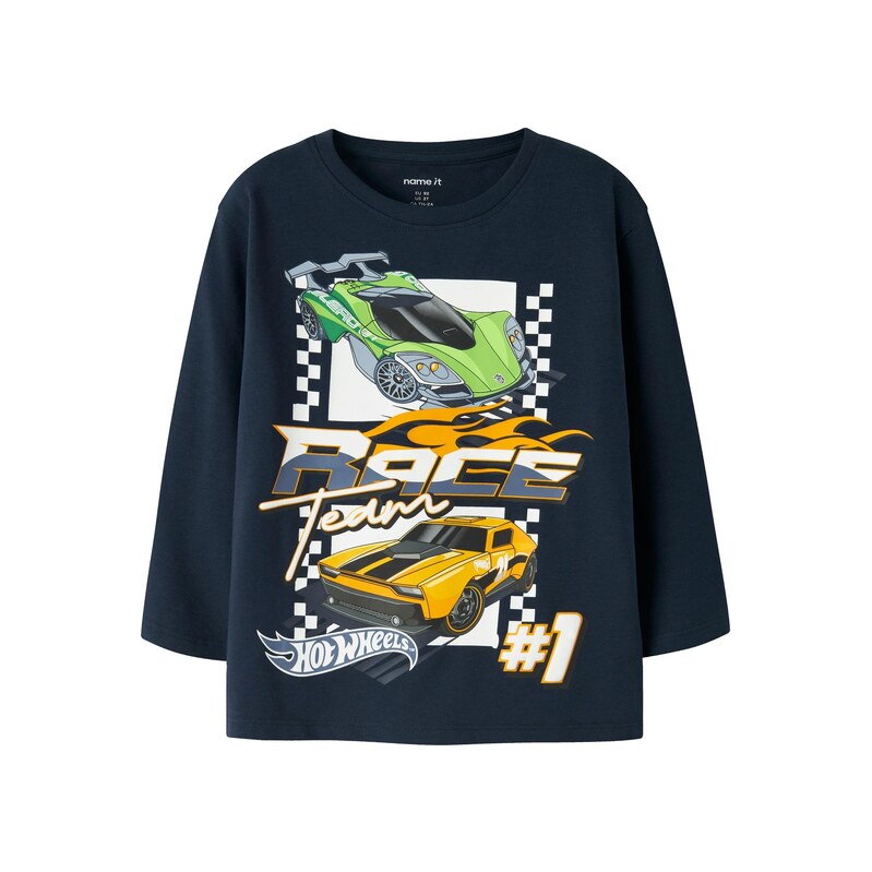 NAME IT Tričko NMMJunior Hotwheels námořnická modř / trávově