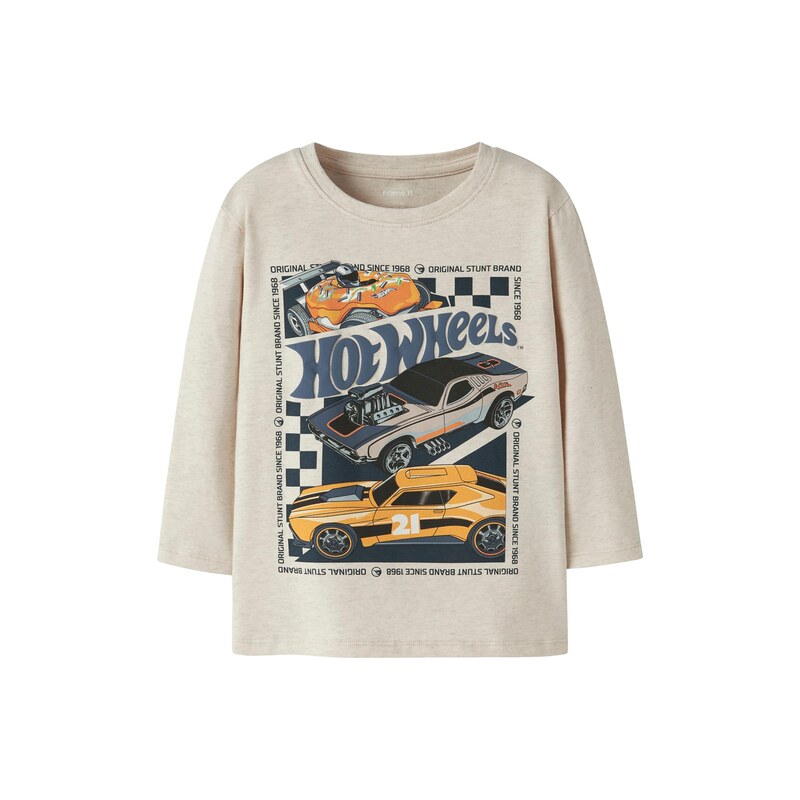 NAME IT Tričko NMMJunior Hotwheels béžový melír / tmavě šedá /