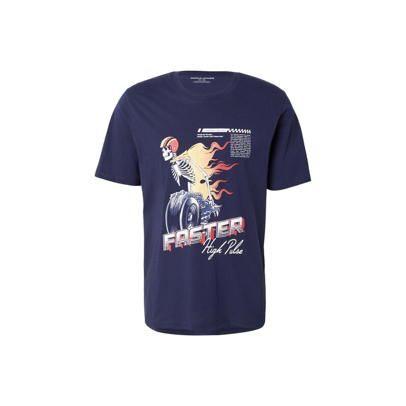 JACK & JONES Tričko JJTRACK SKULL noční modrá / medová / světle