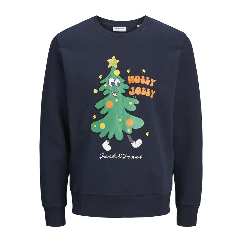 JACK & JONES Mikina JJXmas Jolly tmavě modrá / citronová /