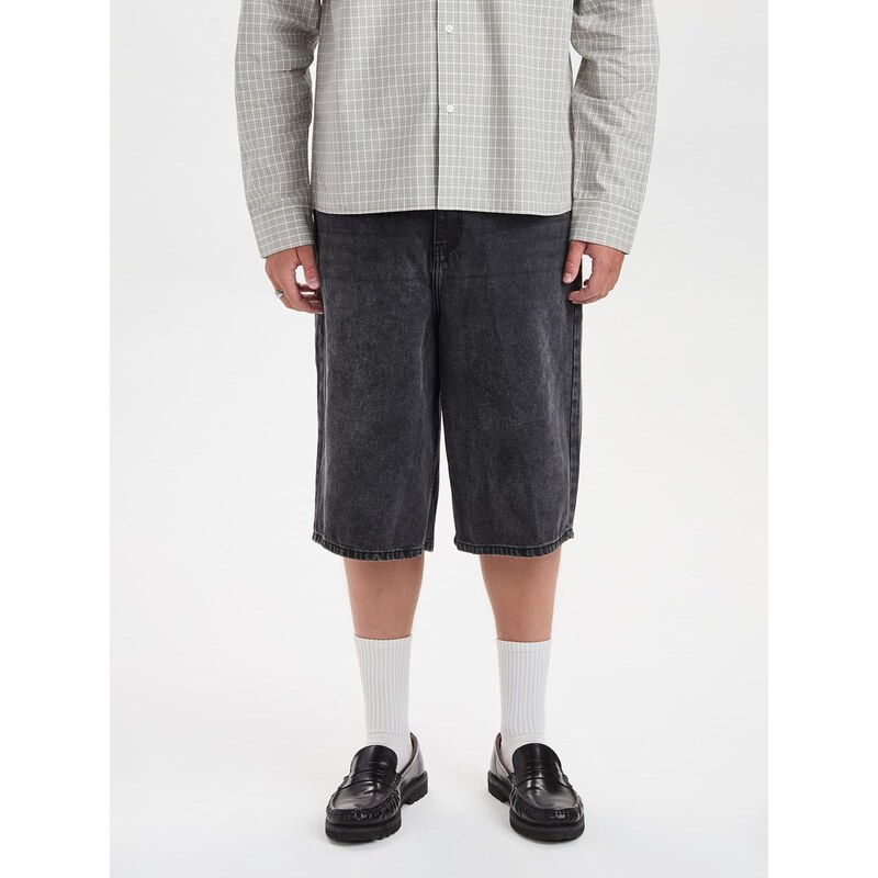 Dxnmxrk Džíny DXHarri Black Wide Fit Denim Shorts černá
