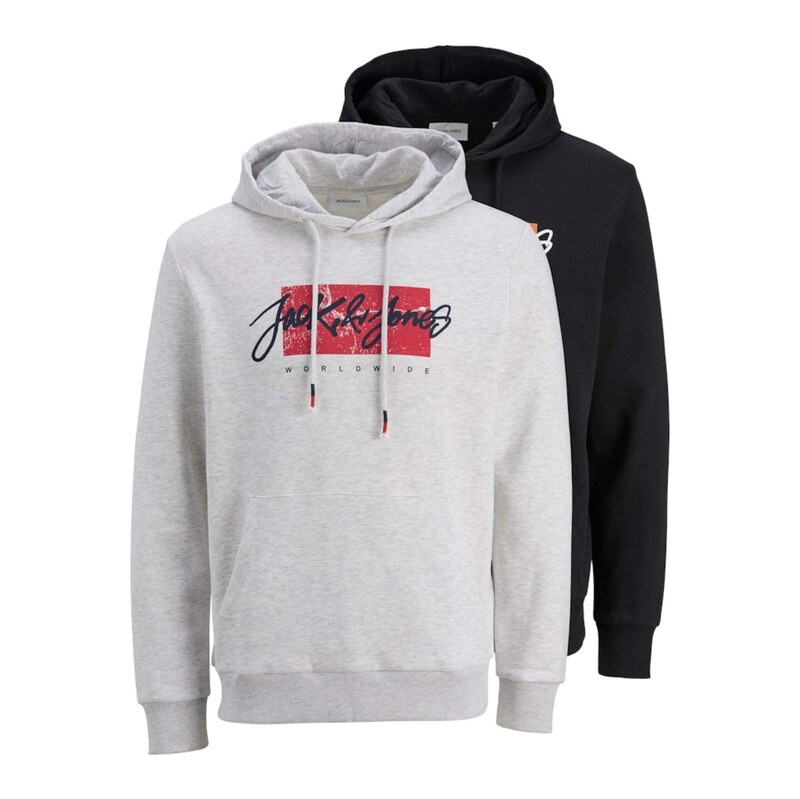 JACK & JONES Mikina JJTiley marine modrá / šedý melír / červená