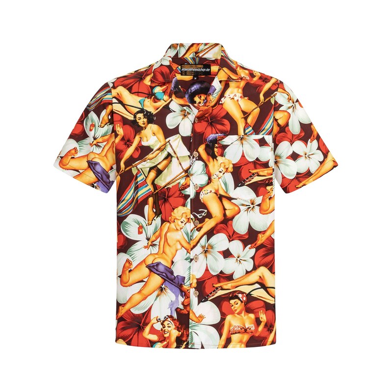 Hawaiihemdshop.de Košile Hawaiihemd Flower Girls (red) 2.0