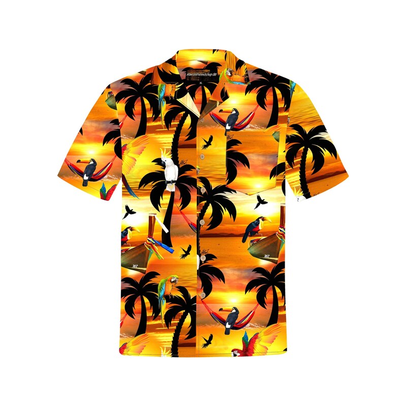 Hawaiihemdshop.de Košile Hawaiihemd Sunshine Parrots oranžová