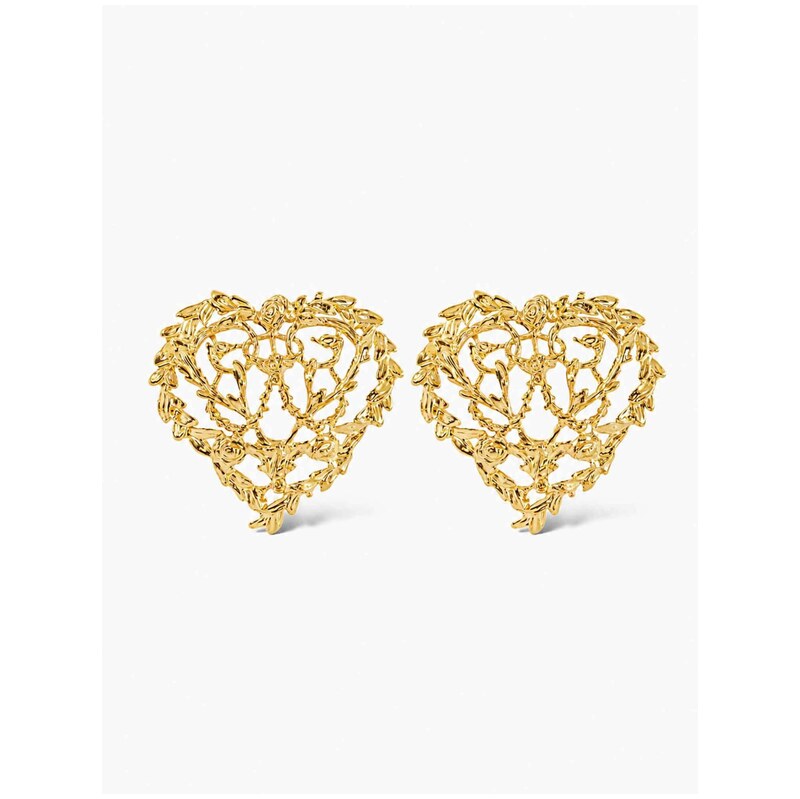 RteRme Náušnice Intertwined Hearts Gold Earrings zlatá