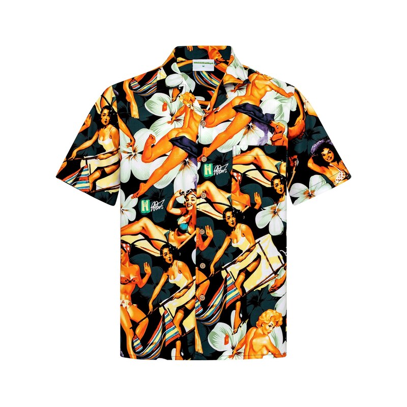 Hawaiihemdshop.de Košile Hawaiihemd Flower Girls (black) černá