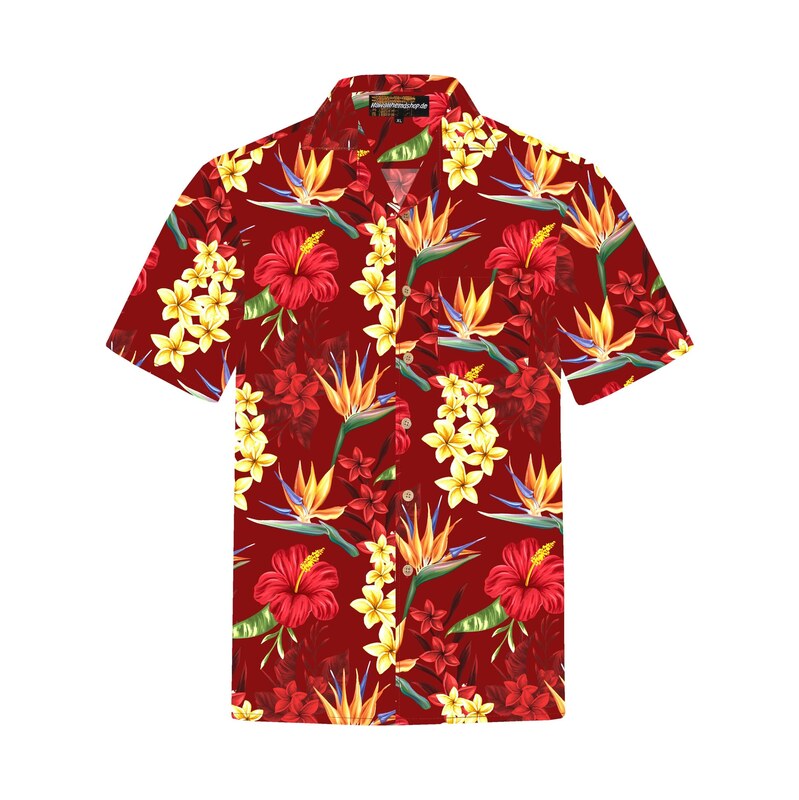 Hawaiihemdshop.de Košile Hawaiihemd Flowerful Summer (red) bordó