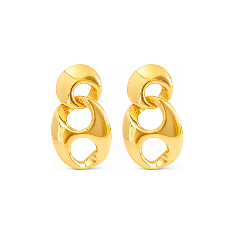 RteRme Náušnice Double Layer Oval Gold Hoop Earrings zlatá
