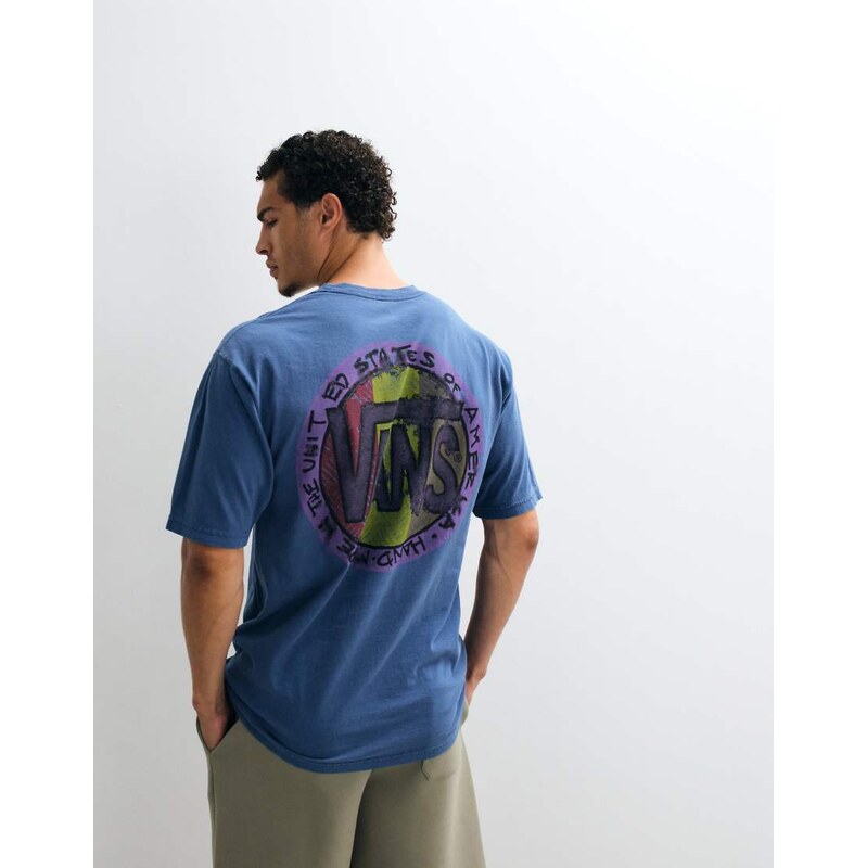 Vans Blotched Circle backprint t-shirt in navy