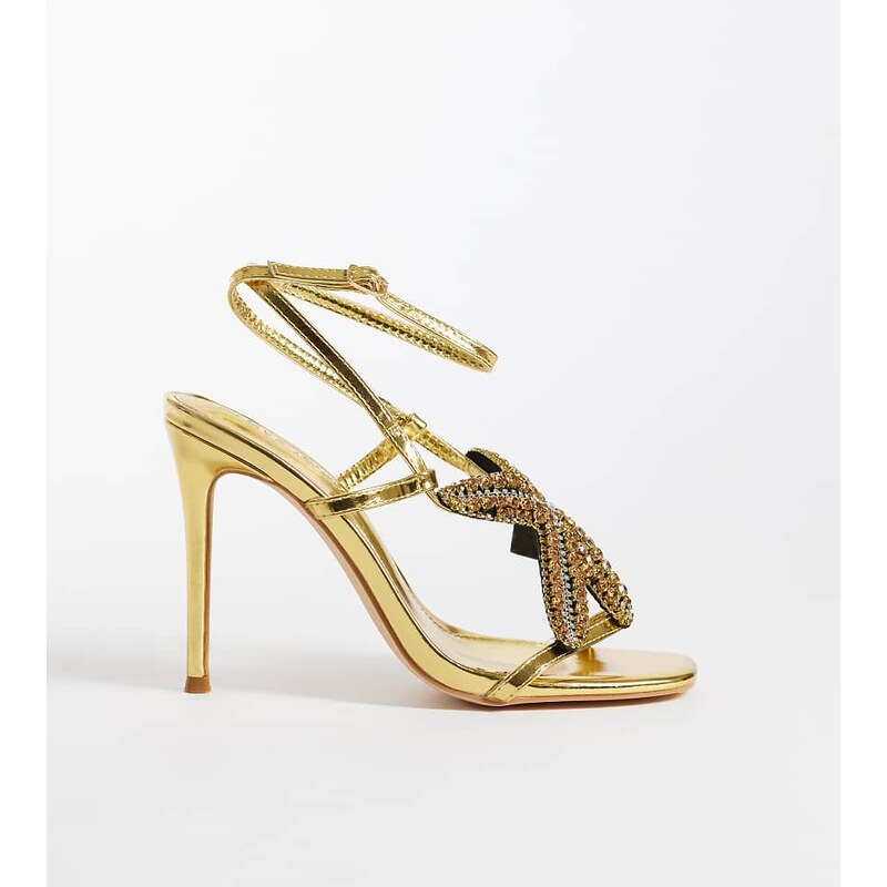 Public Desire Wide Fit Lumi heeled sandals with embellished