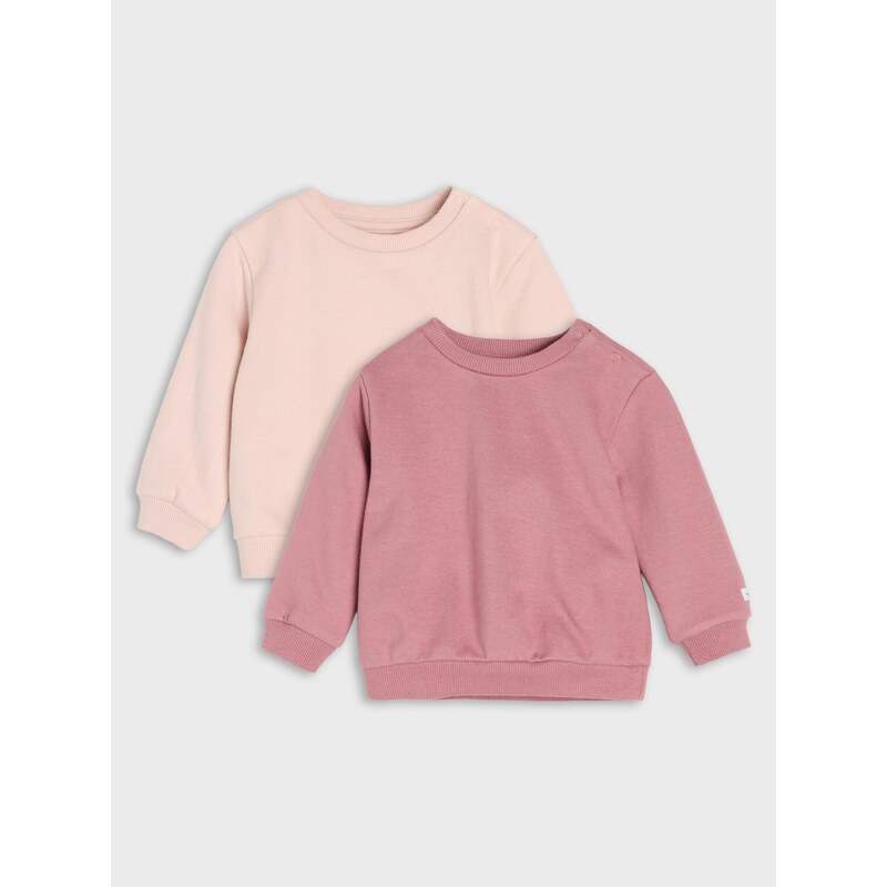 Sinsay - Bavlněné mikiny crewneck 2 pack - růžová