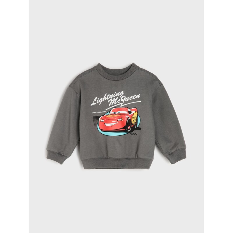 Sinsay - Bavlněná mikina crewneck s potiskem Cars - šedá