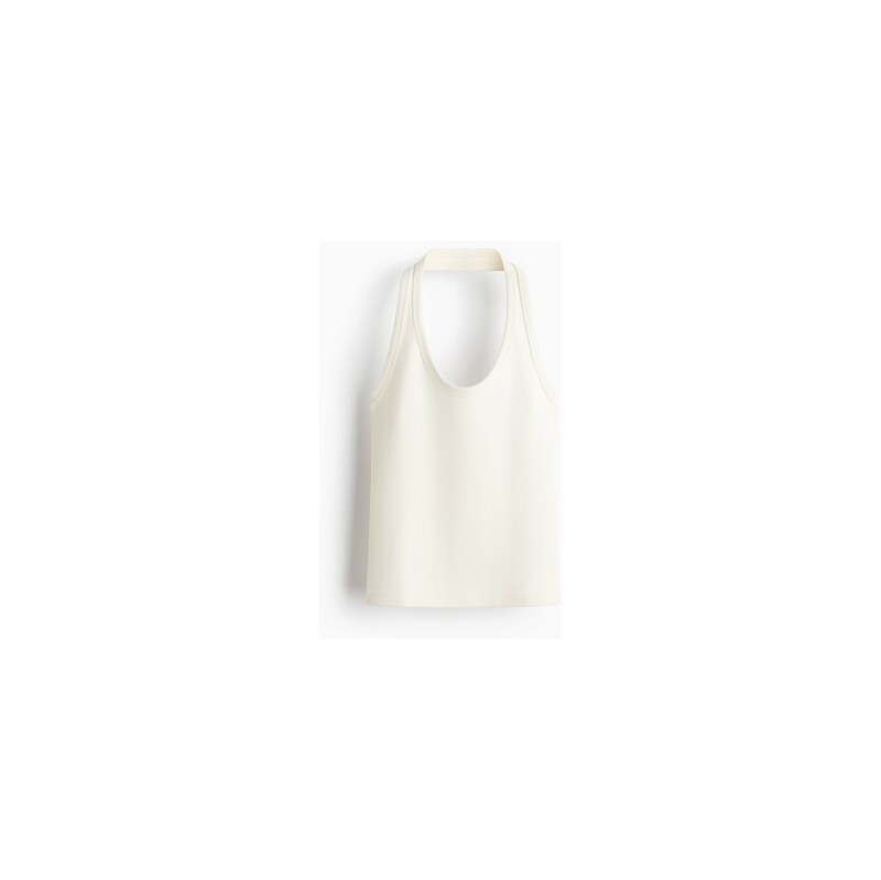 H&M - Bavlněný top halterneck - Bílá