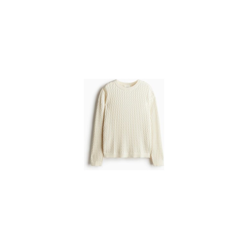 H&M - Svetr z kašmírové směsis copánkovým vzorem - Krémová