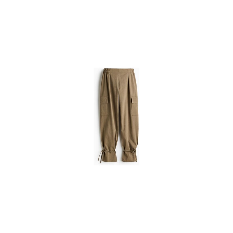 H&M - Balonové kalhotys vázačkami - Khaki Zelená
