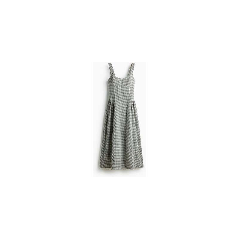 H&M - Šaty midis rozšířenou sukní - Černá/Kostka