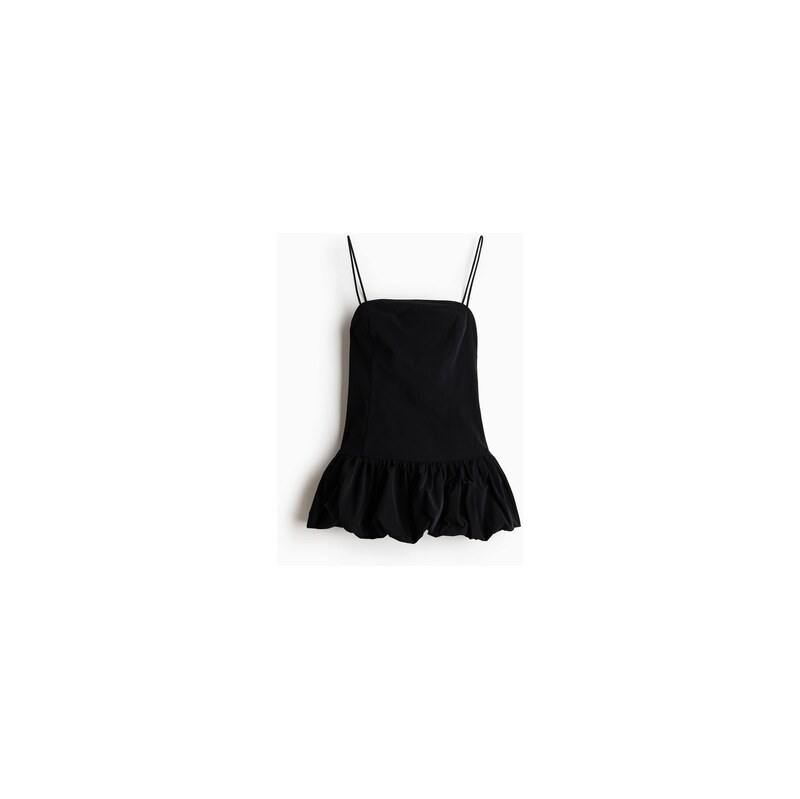H&M - Top na ramínkas bublinovým lemem - Černá