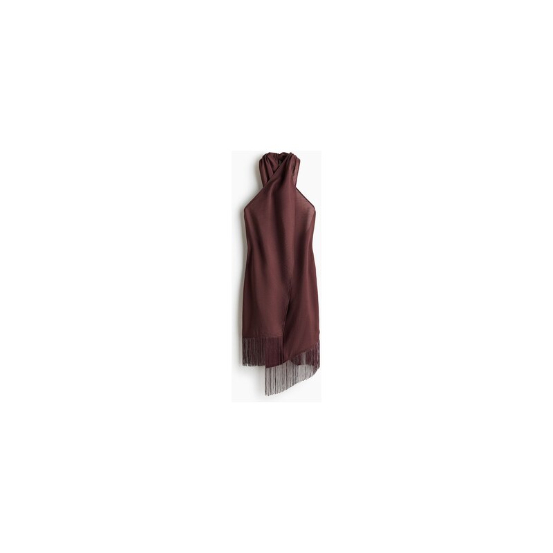 H&M - Plážové šatys třásněmi - Tmavě Hnědá