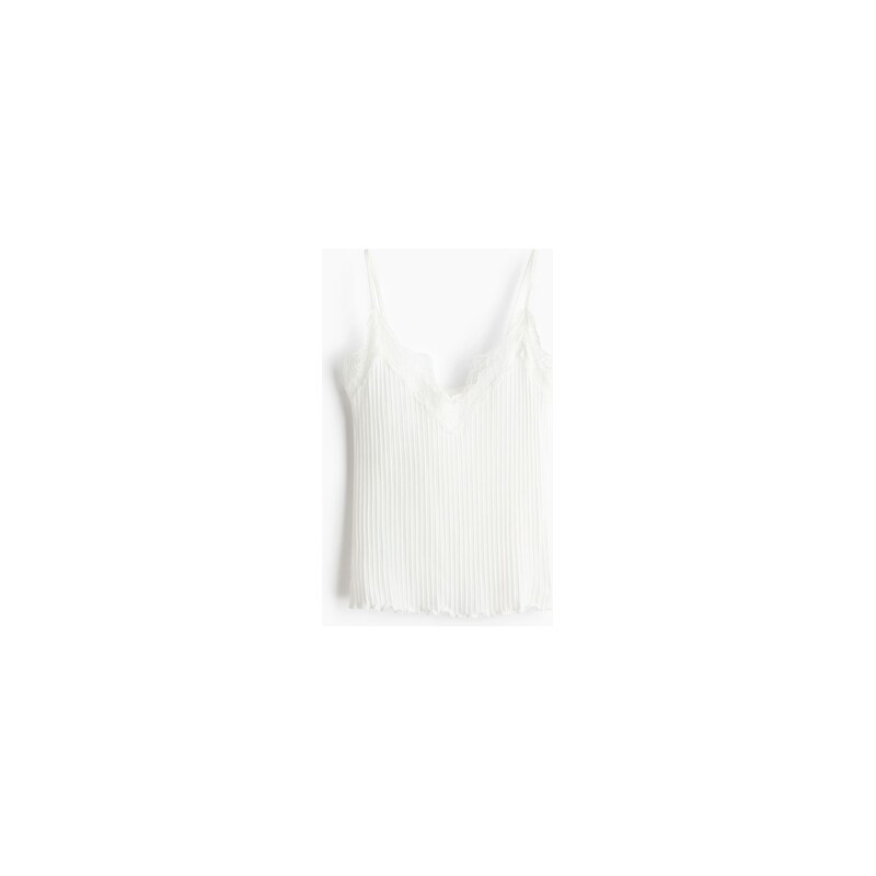 H&M - Top z ažurového úpletus krajkou - Bílá