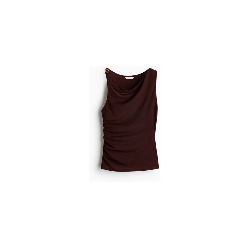 H&M - Řasený tops korálky - Tmavě Hnědá