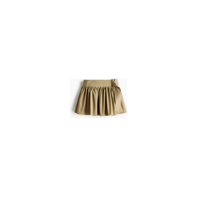 H&M - Bavlněná minisukně Flared - Khaki Zelená
