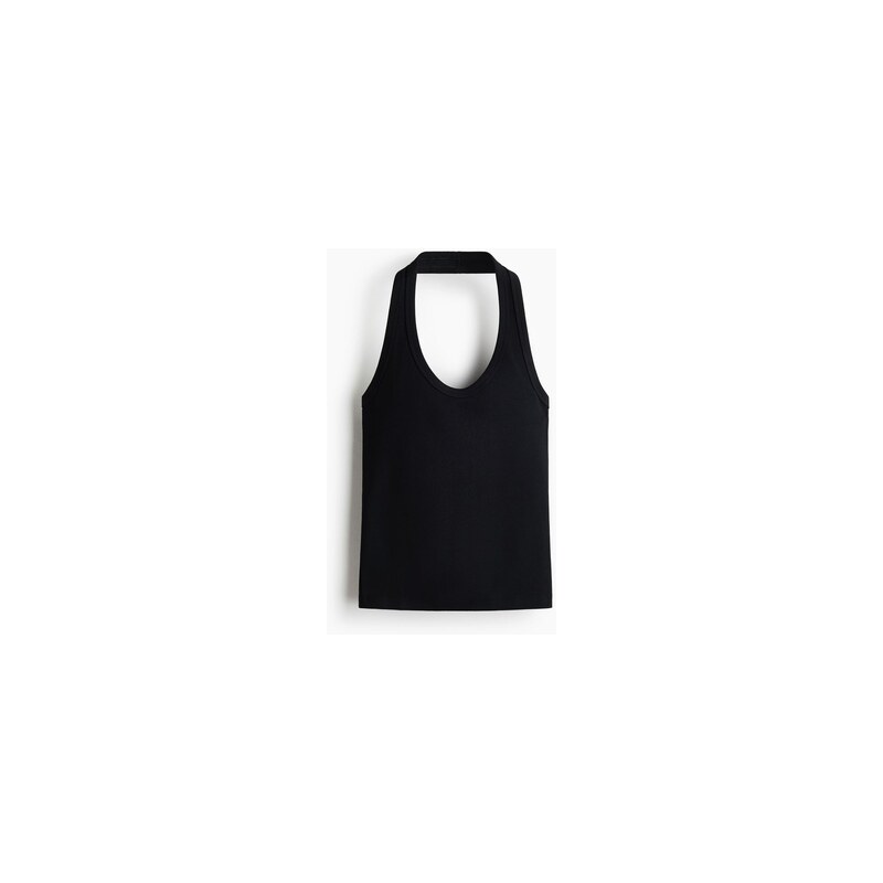 H&M - Bavlněný top halterneck - Černá
