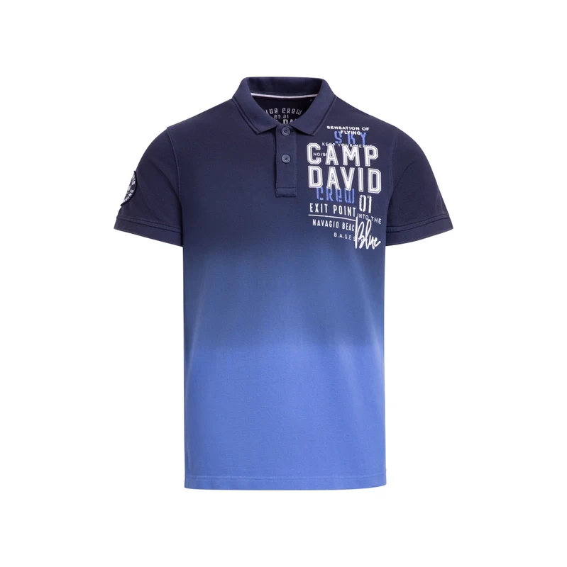 CAMP DAVID Polo tričko z pike Dip Dye s potiskem značky