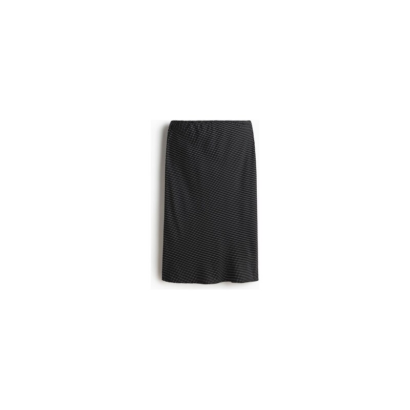 H&M - Viskózová splývavá sukně - Černá/Bílé Puntíky