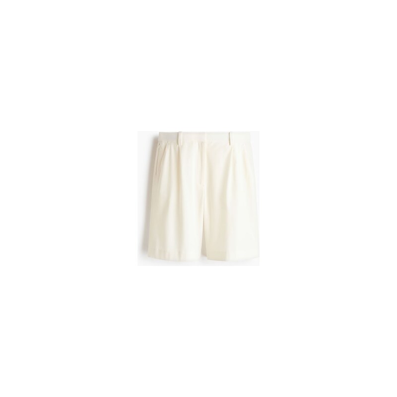 H&M - Nemačkavé bermudy Relaxed Fit - Krémová