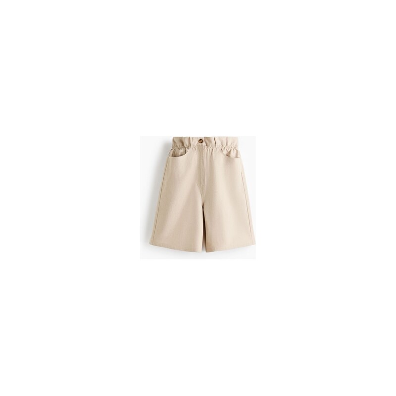 H&M - Bermudy z lněné směsi - Světle Béžová