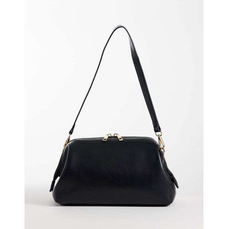 Glamorous faux leather shoulder bag in black