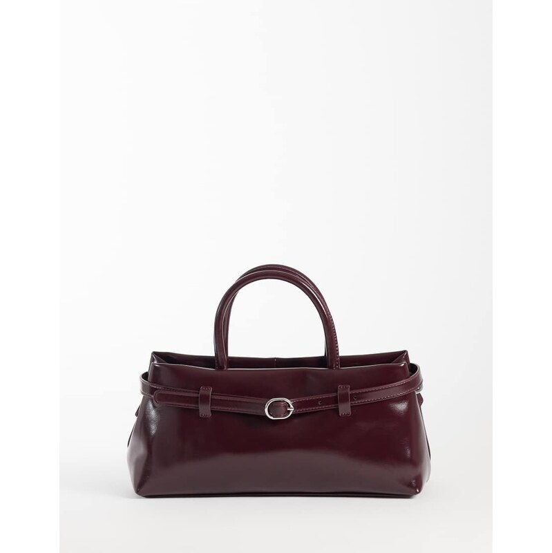 ASOS DESIGN mini belted tote bag in burgundy-Red