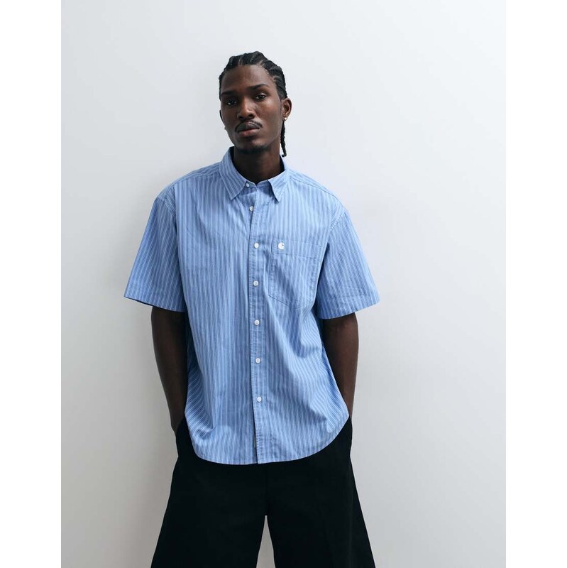 Carhartt WIP keene short sleeve stripe shirt in blue