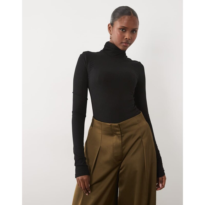 Noughts & Kisses sheer high neck top in black