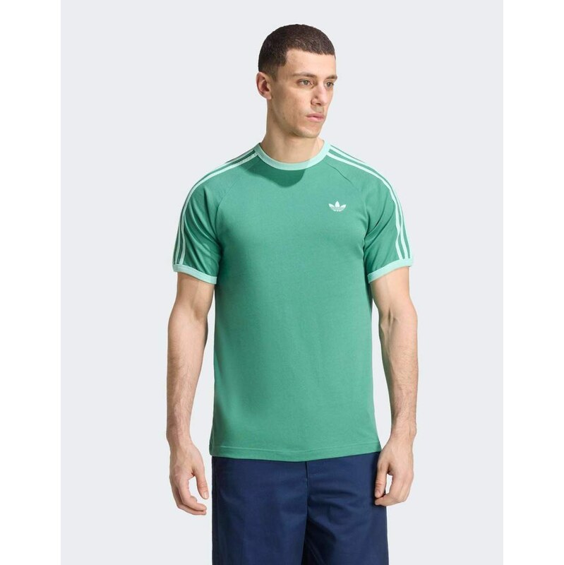 adidas Originals 3-stripes t-shirt in blanch green / pulse mint
