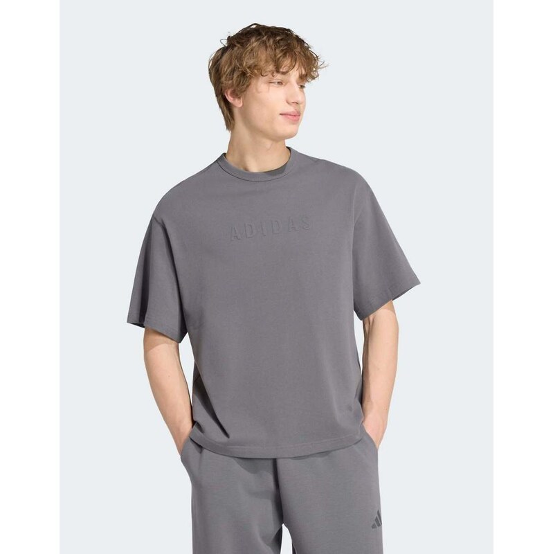adidas performance Soft lux graphic tee in grey five