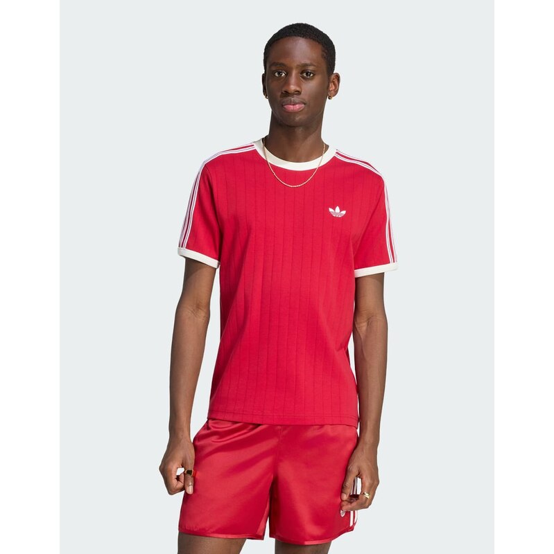 adidas Originals Drop needle 3-stripes tee in team victory red