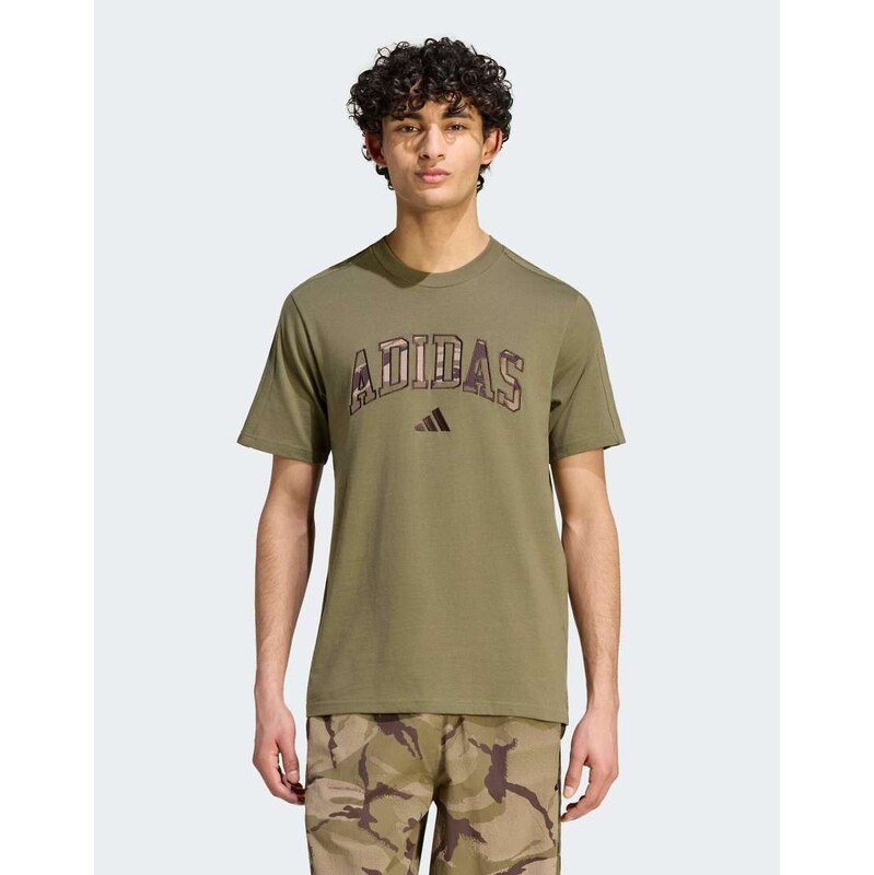 adidas performance Seasonal essentials camo t-shirt in olive