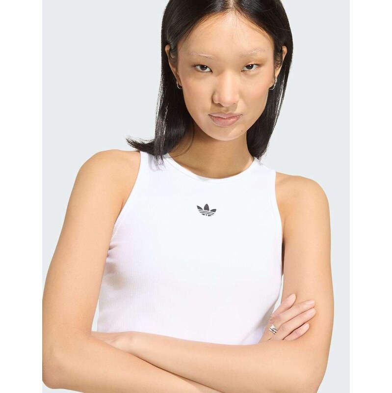 adidas Originals Essentials rib tank top in white