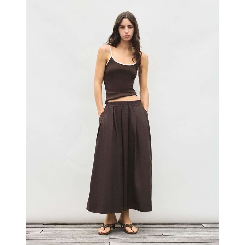 Pull&Bear Long cape skirt in brown