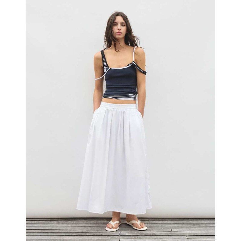 Pull&Bear Long cape skirt in white