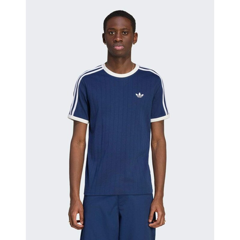 adidas Originals Drop needle 3-stripes tee in night indigo-Blue