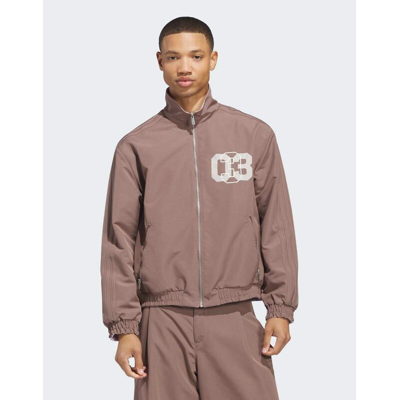 adidas Originals Firebird coach jacket in trace brown / team